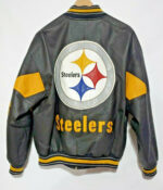 NFL Black Yellow Pittsburgh Steelers Leather Jacket