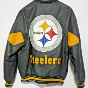 NFL Black Yellow Pittsburgh Steelers Leather Jacket
