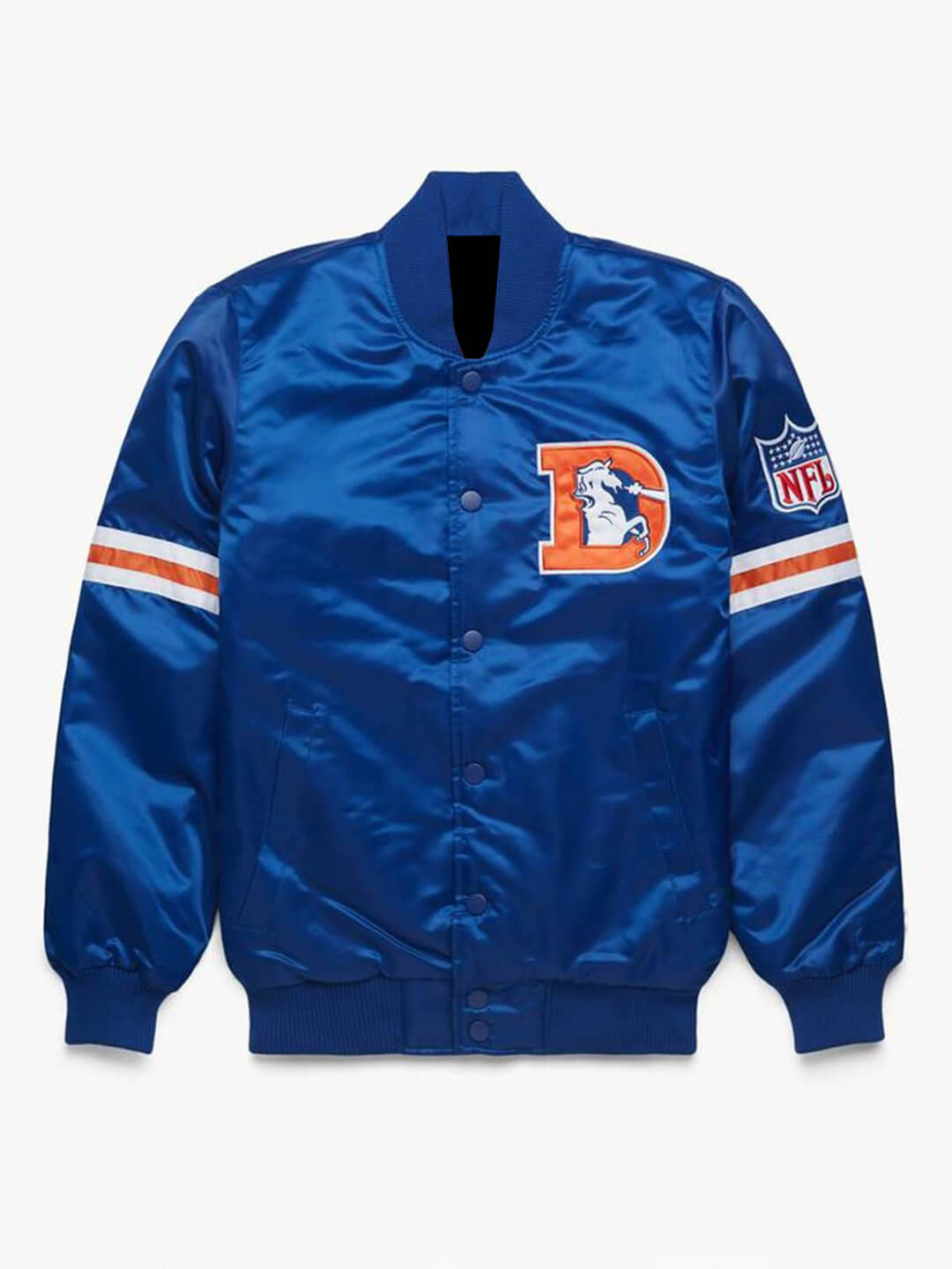NFL Blue Denver Broncos Satin Jacket (1) NFL Blue Denver Broncos Satin Jacket