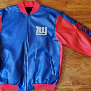 NFL Blue Red New York Giants Leather Jacket