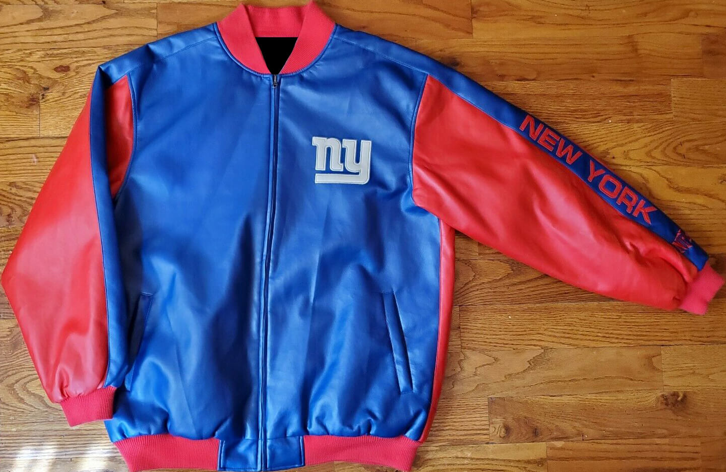 NFL Blue Red New York Giants Leather Jacket (1) NFL Blue Red New York Giants Leather Jacket