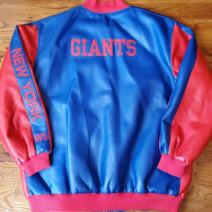 NFL Blue Red New York Giants Leather Jacket