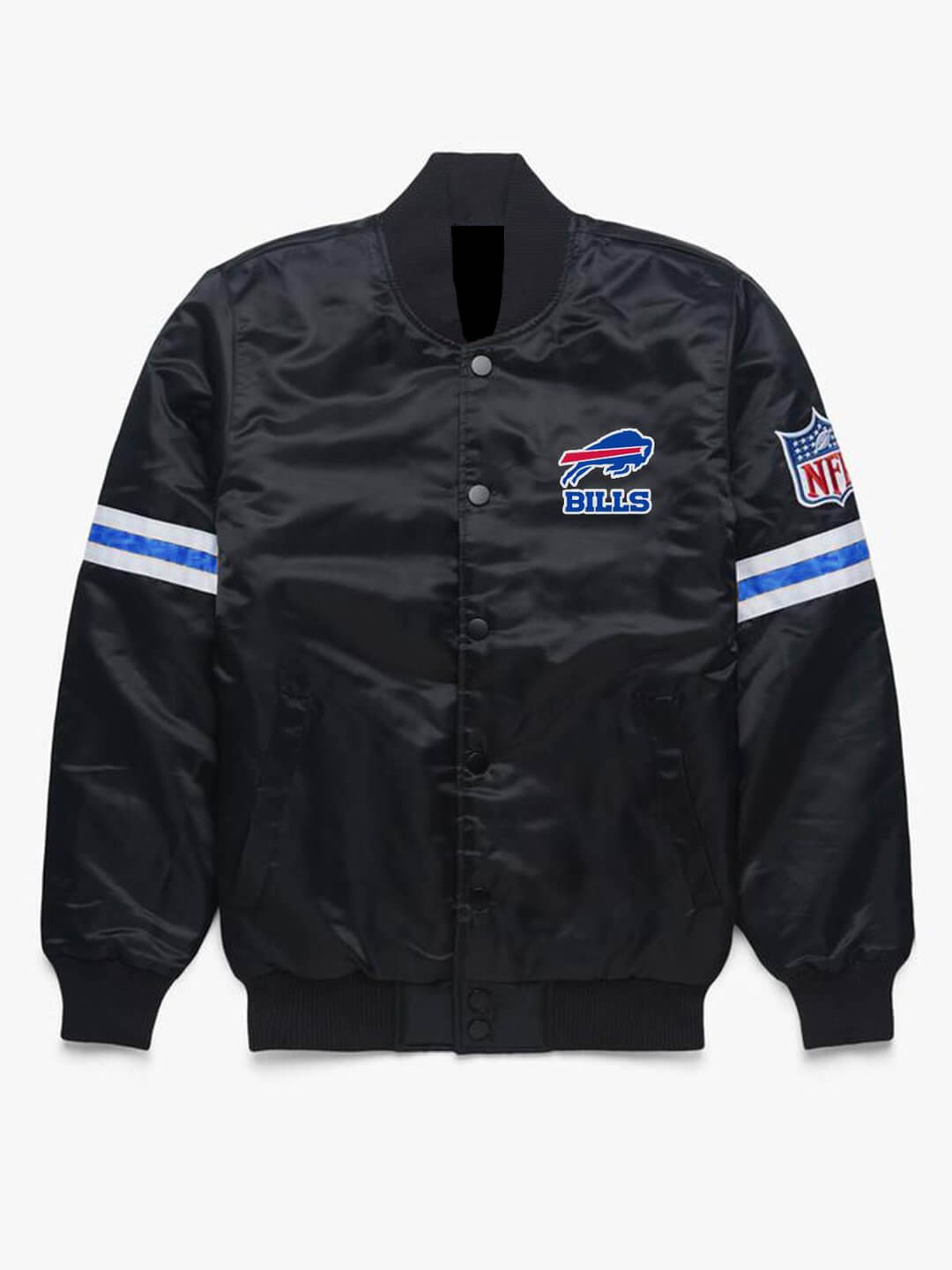 NFL Buffalo Bills Black Satin Jacket (1) NFL Buffalo Bills Black Satin Jacket