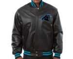 NFL Carolina Panthers Black Leather Jacket