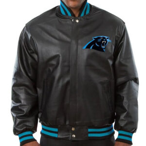 NFL Carolina Panthers Black Leather Jacket