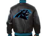 NFL Carolina Panthers Black Leather Jacket