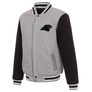 NFL Carolina Panthers Gray And Black Wool Jacket