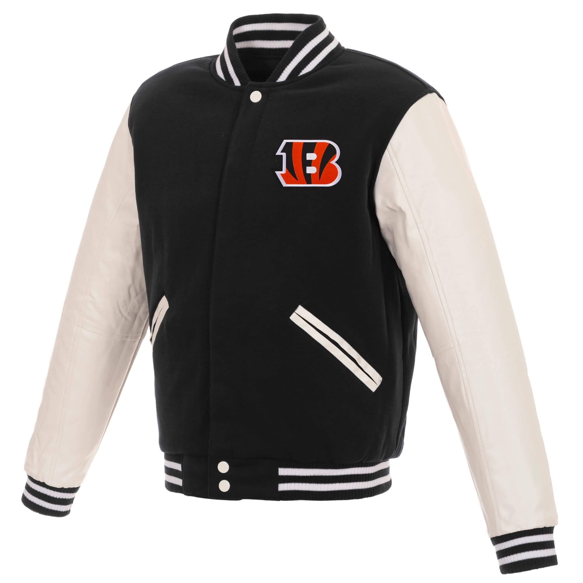NFL Cincinnati Bengals Black And White Varsity Jacket (1) NFL Cincinnati Bengals Black And White Varsity Jacket