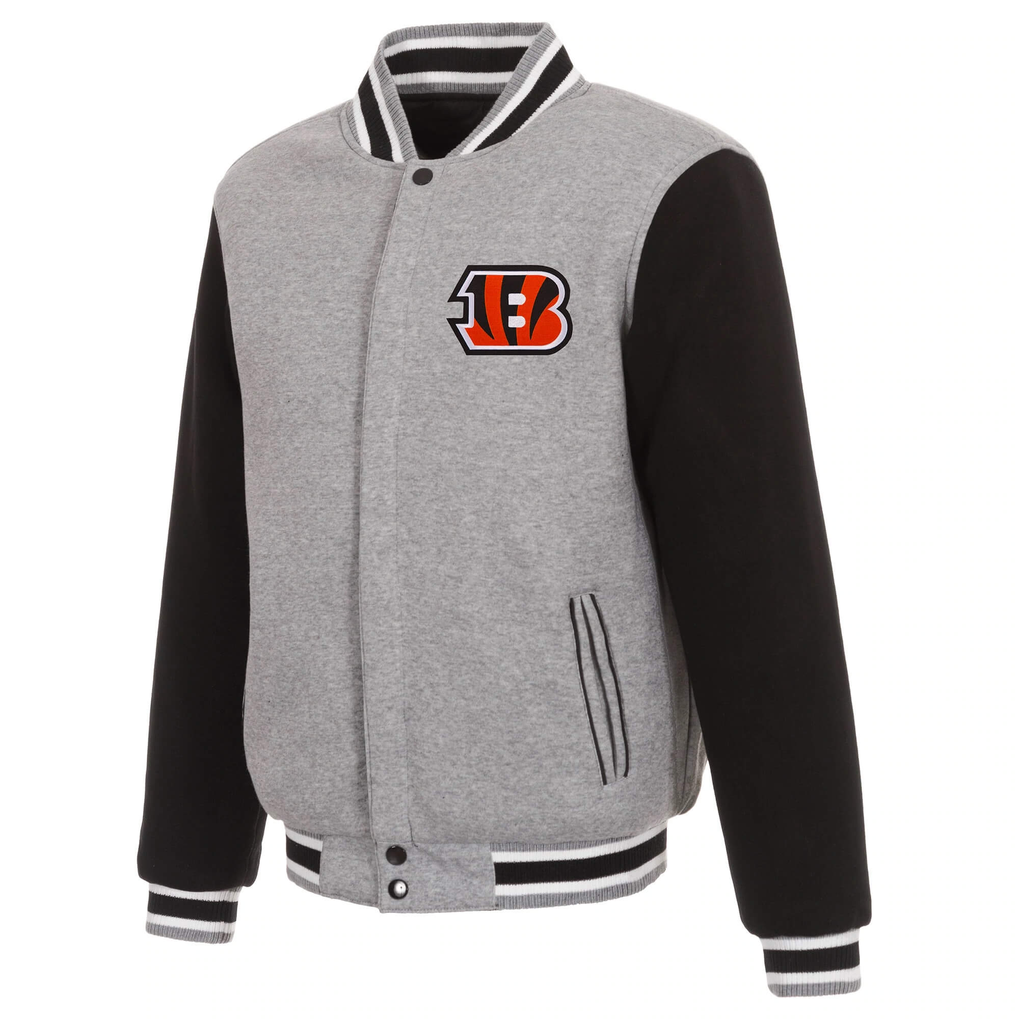 NFL Cincinnati Bengals Gray And Black Wool Jacket (1) NFL Cincinnati Bengals Gray And Black Wool Jacket
