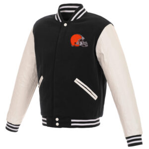 NFL Cleveland Browns Black And White Varsity Jacket