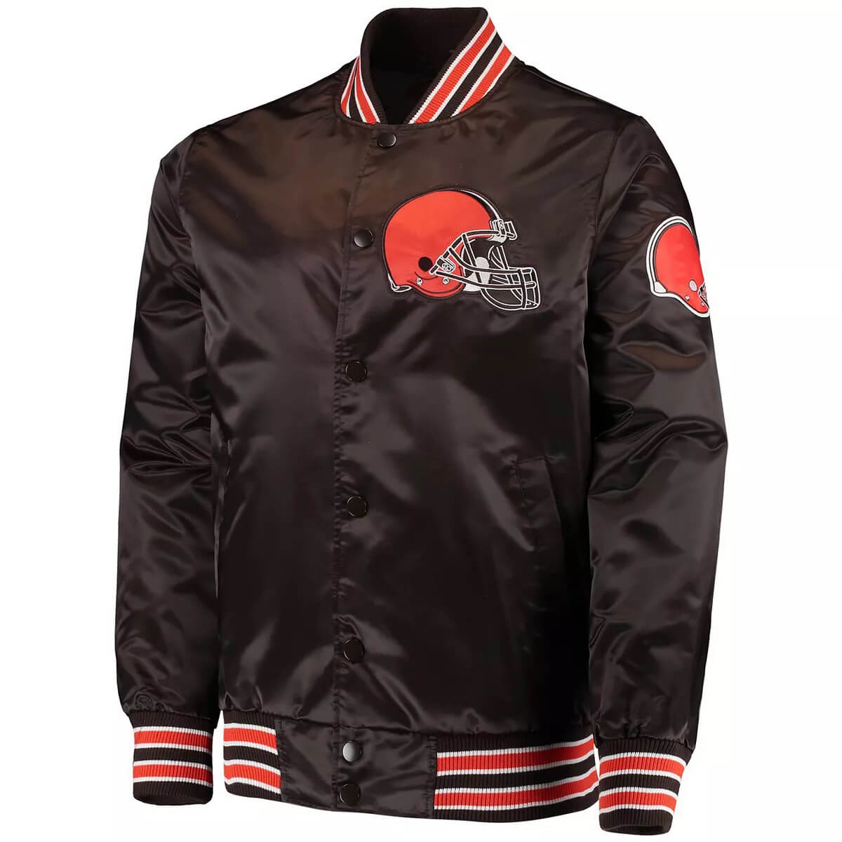 NFL Cleveland Browns Brown Satin Jacket (1) NFL Cleveland Browns Brown Satin Jacket