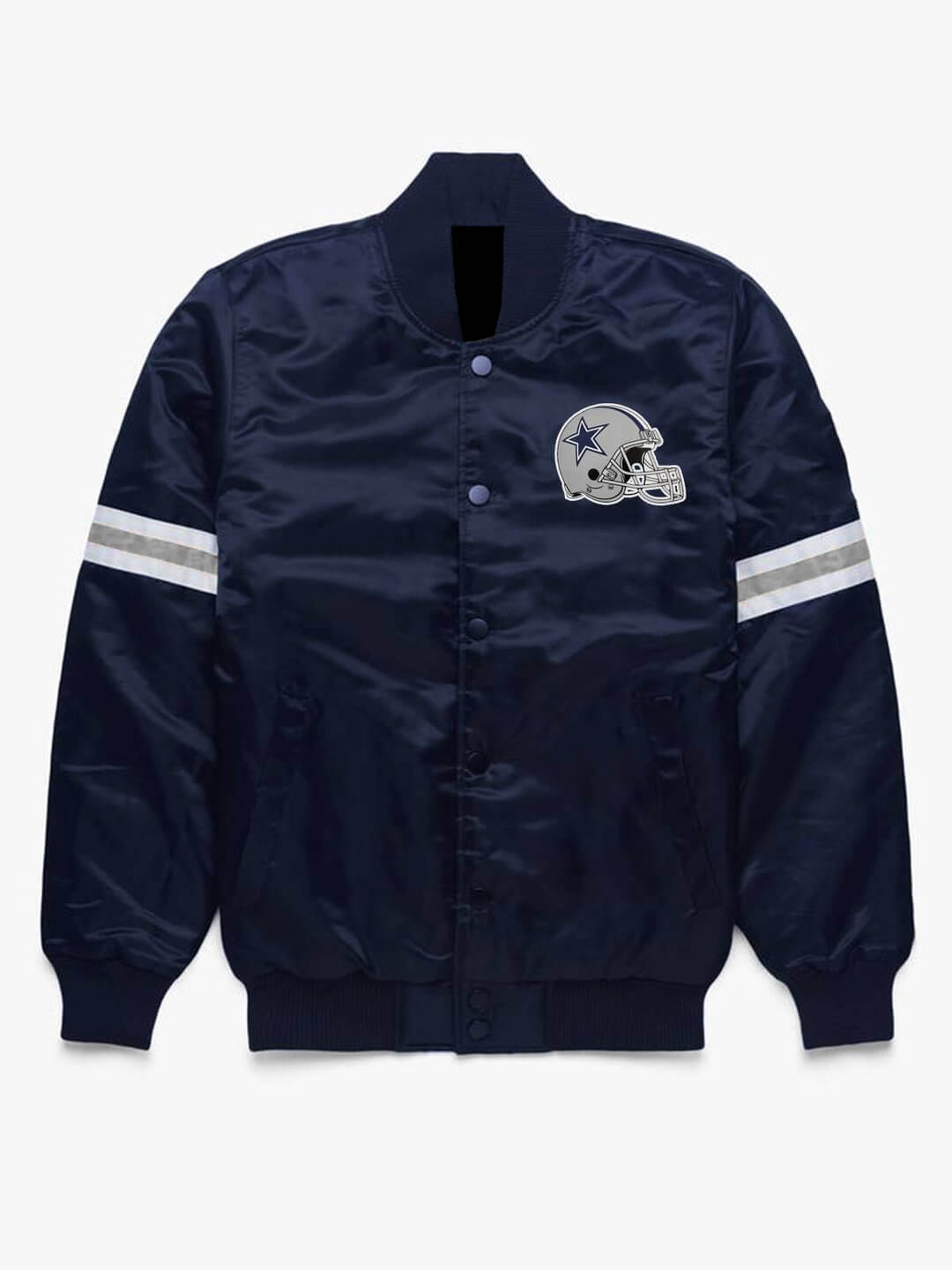 NFL Dallas Cowboys Navy Satin Jacket (1) NFL Dallas Cowboys Navy Satin Jacket