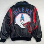 NFL Houston Oilers Jeff Hamilton Leather Jacket