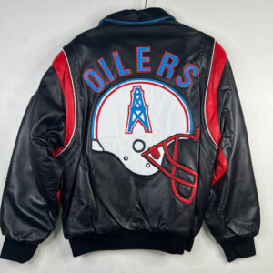 NFL Houston Oilers Jeff Hamilton Leather Jacket