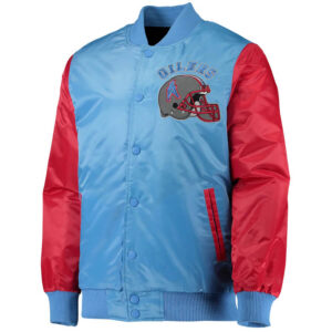 NFL Houston Oilers Light Blue And Red Satin Jacket