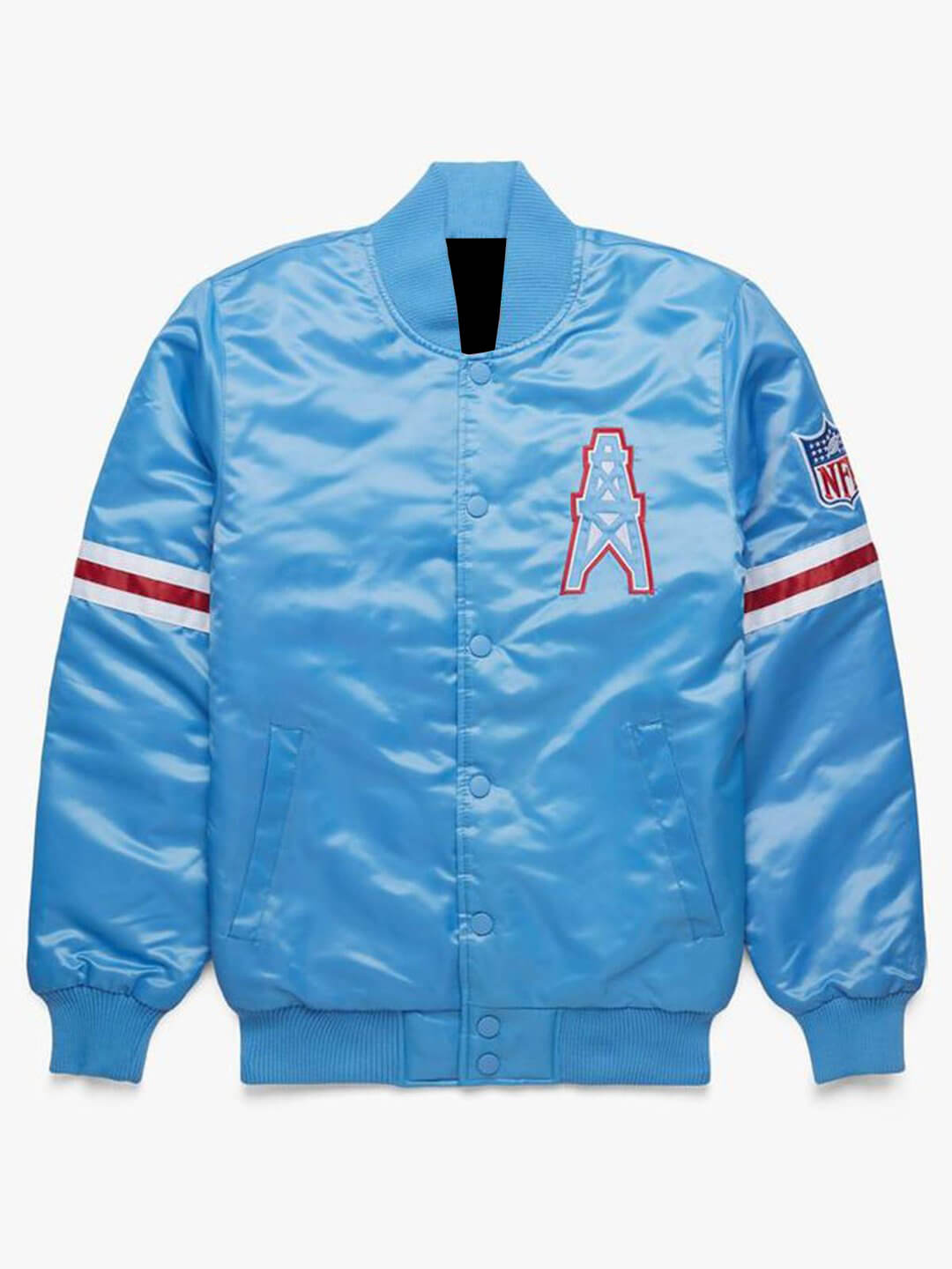 NFL Houston Oilers Light Blue Satin Jacket (1) NFL Houston Oilers Light Blue Satin Jacket