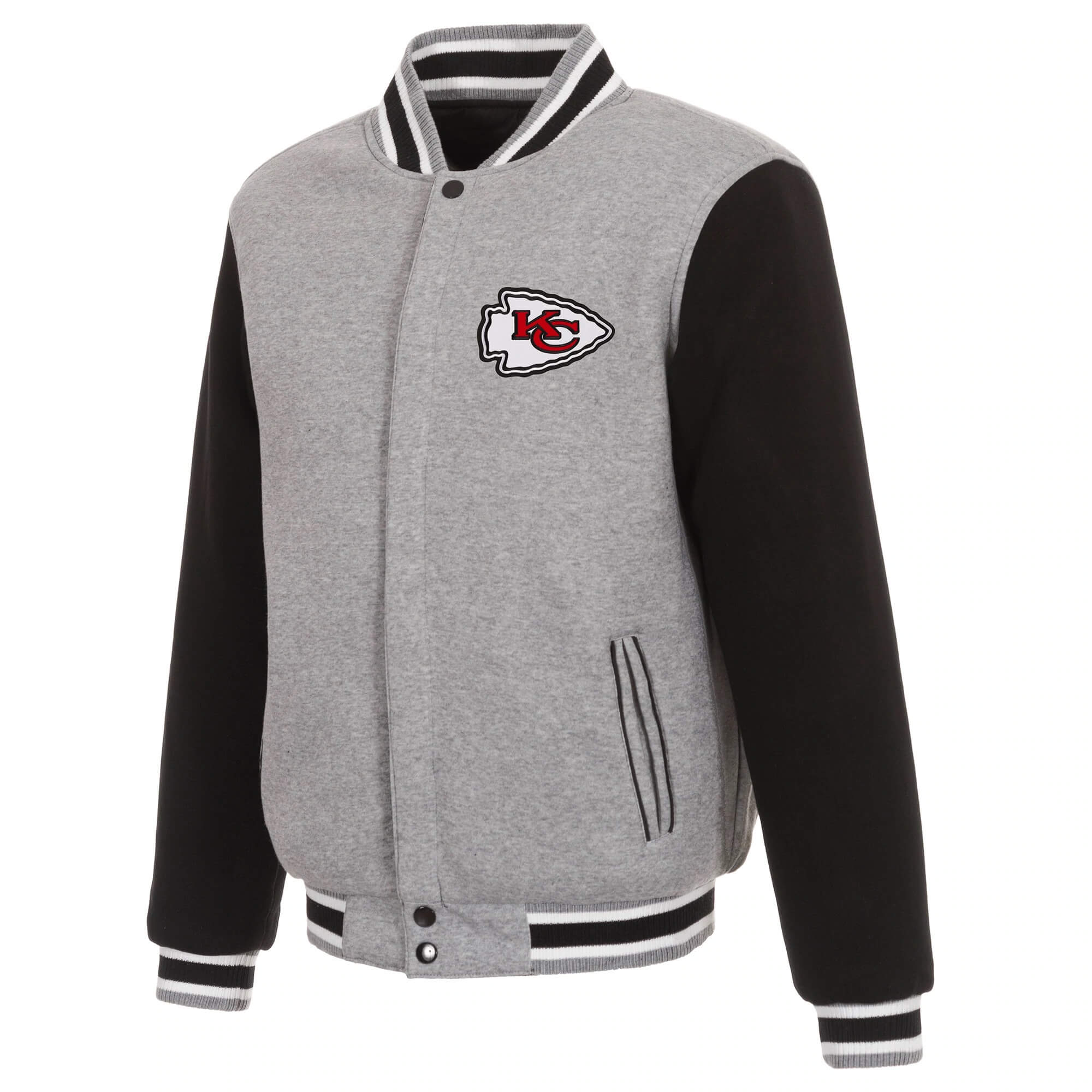 NFL Kansas City Chiefs Gray And Black Wool Jacket (1) NFL Kansas City Chiefs Gray And Black Wool Jacket
