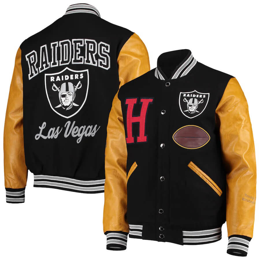 NFL Las Vegas Raiders Black And Gold Varsity Jacket - Maker of Jacket