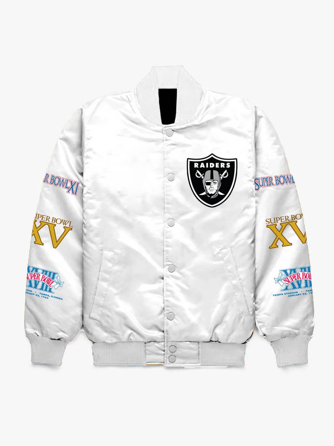 NFL Las Vegas Raiders White Satin Jacket - Maker of Jacket