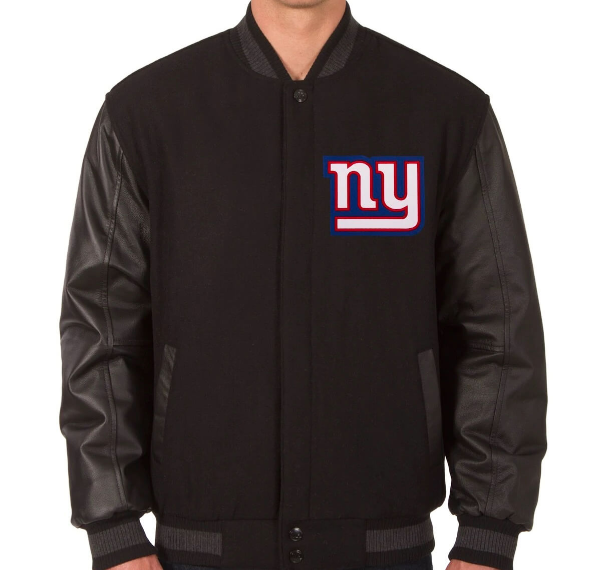 NFL New York Giants Black Varsity Jacket (1) NFL New York Giants Black Varsity Jacket