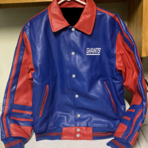 NFL New York Giants Blue And Red Leather Jacket