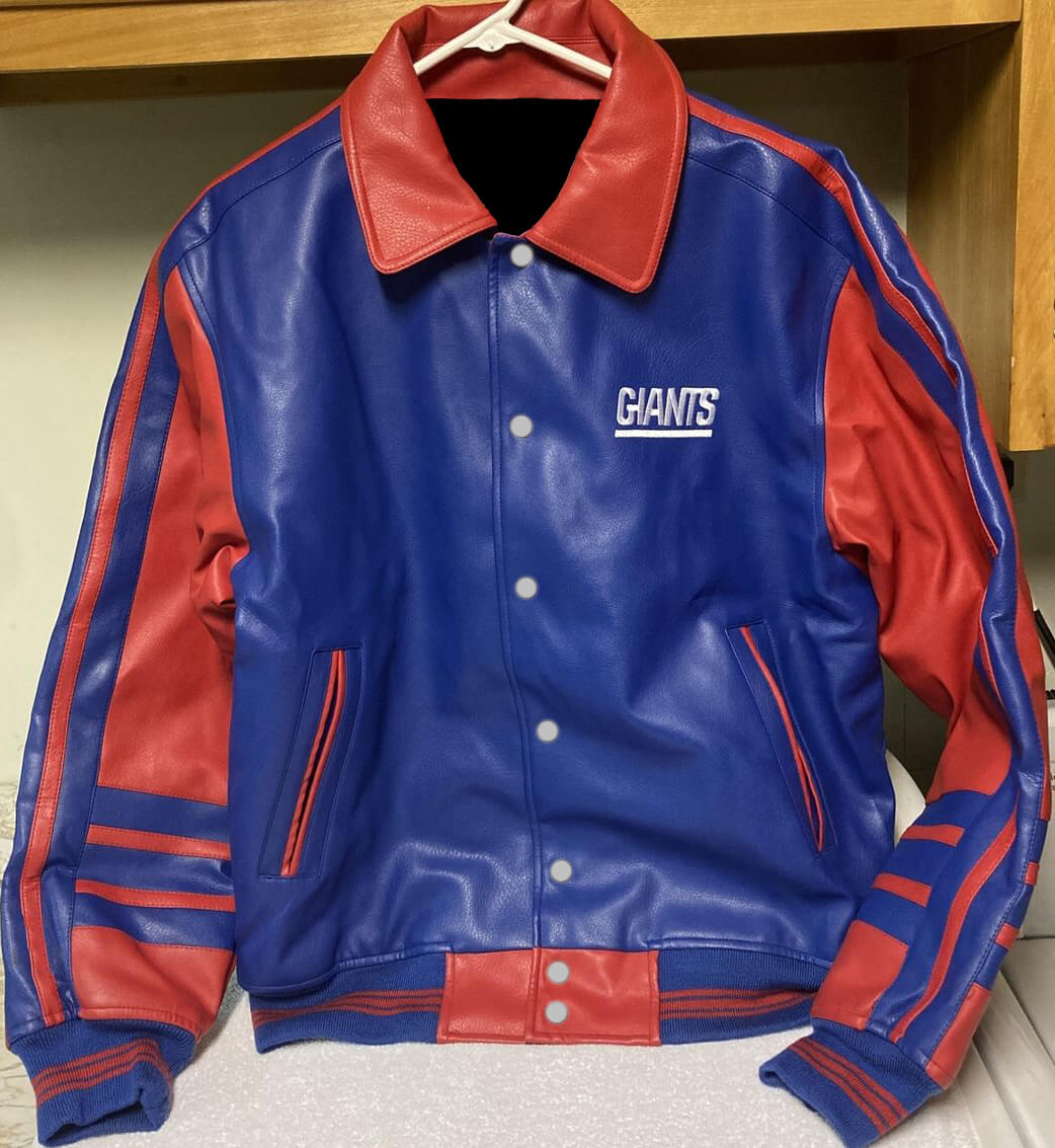 NFL New York Giants Blue And Red Leather Jacket (1) NFL New York Giants Blue And Red Leather Jacket