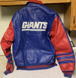 NFL New York Giants Blue And Red Leather Jacket