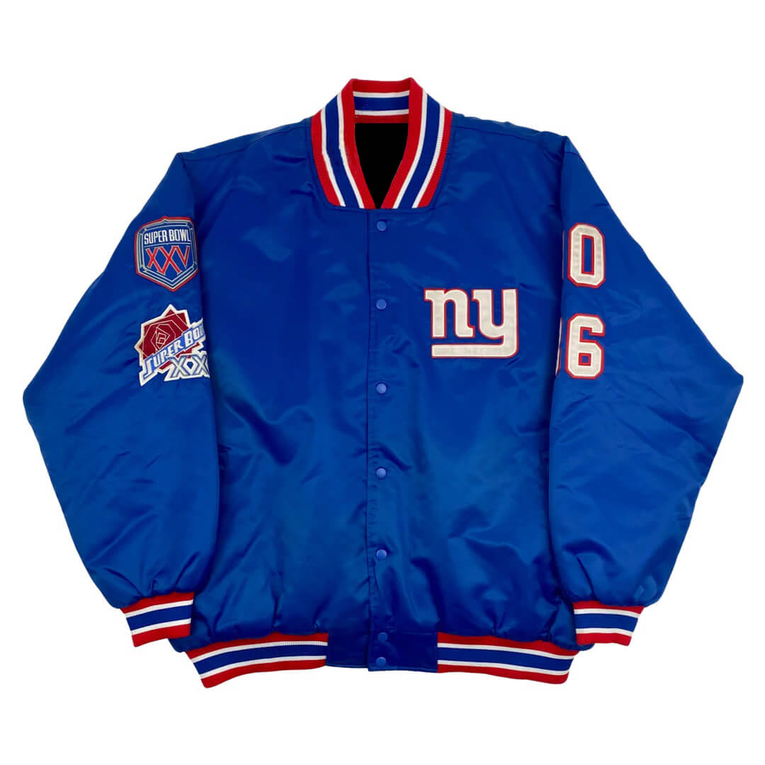 NFL New York Giants Blue Satin Jacket (1) NFL New York Giants Blue Satin Jacket