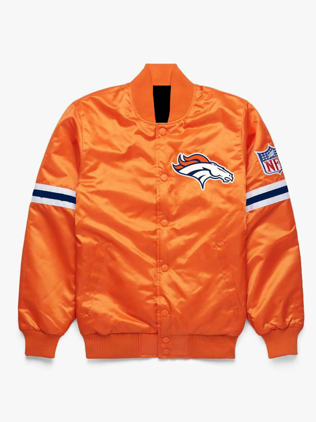 NFL Orange Denver Broncos Satin Jacket (1) NFL Orange Denver Broncos Satin Jacket