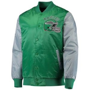 NFL Philadelphia Eagles Green And Silver Satin Jacket