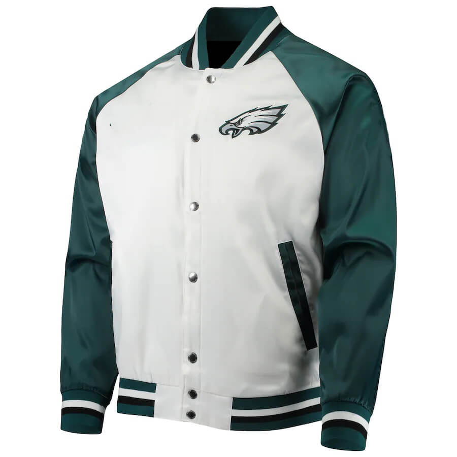 Maker of Jacket Sports Leagues Jackets NFL Green White Philadelphia Eagles Varsity