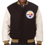 NFL Pittsburgh Steelers Brown And White Varsity Jacket