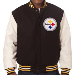 NFL Pittsburgh Steelers Brown And White Varsity Jacket