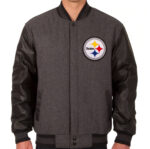 NFL Pittsburgh Steelers Gray And Black Varsity Jacket