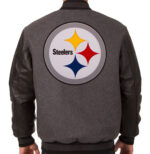 NFL Pittsburgh Steelers Gray And Black Varsity Jacket