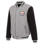NFL Pittsburgh Steelers Gray And Black Wool Jacket
