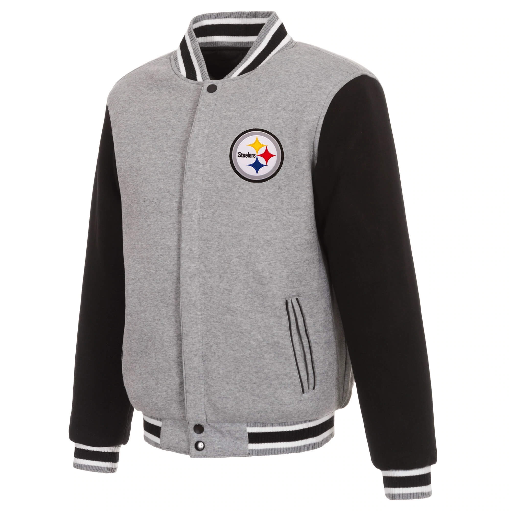 NFL Pittsburgh Steelers Gray And Black Wool Jacket (1) NFL Pittsburgh Steelers Gray And Black Wool Jacket