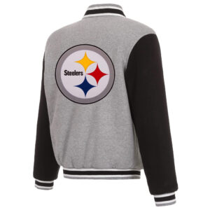 NFL Pittsburgh Steelers Gray And Black Wool Jacket