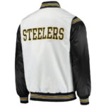 NFL Pittsburgh Steelers White And Black Satin Jacket