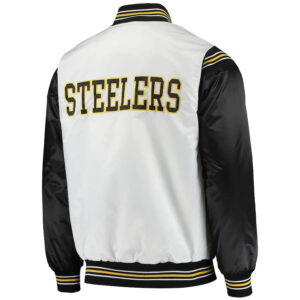 NFL Pittsburgh Steelers White And Black Satin Jacket