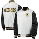 NFL Pittsburgh Steelers White And Black Satin Jacket