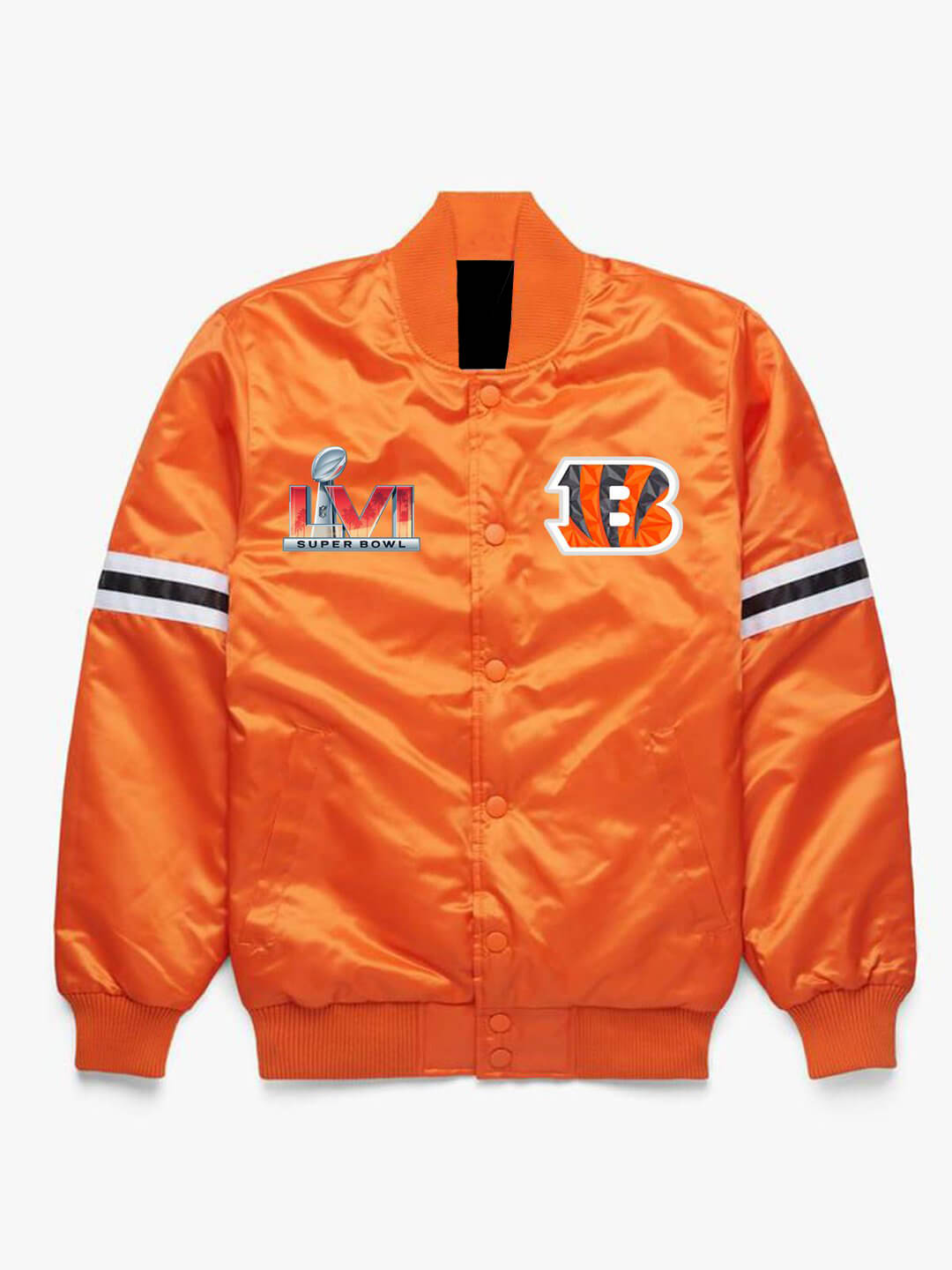 NFL Team Cincinnati Bengals Orange Satin Jacket (1) NFL Team Cincinnati Bengals Orange Satin Jacket