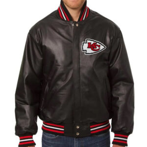 NFL Team Kansas City Chiefs Black Leather Jacket