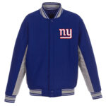 NFL Team New York Giants Blue And Gray Wool Jacket