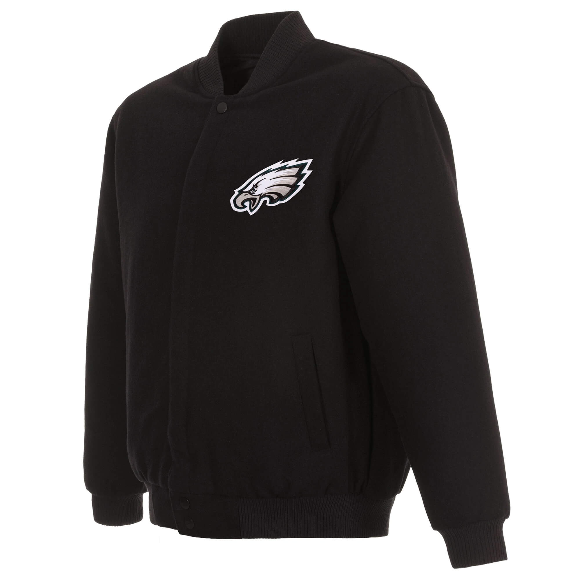 NFL Team Philadelphia Eagles Black Wool Jacket (1) NFL Team Philadelphia Eagles Black Wool Jacket