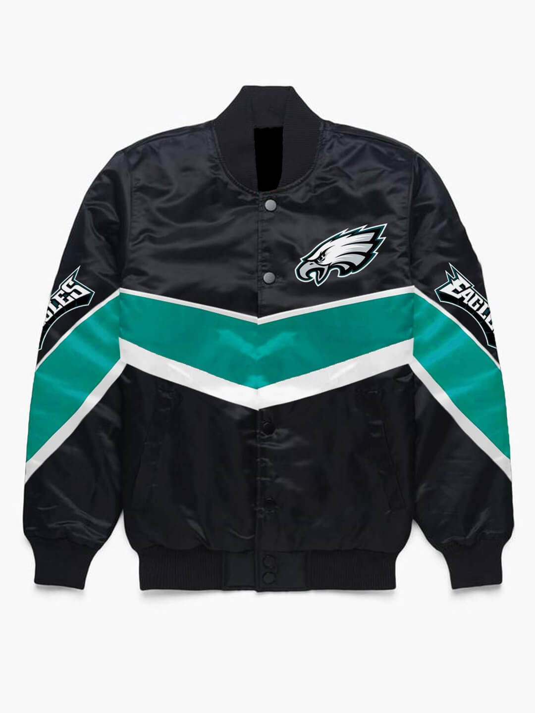 NFL Team Philadelphia Eagles Multicolor Satin Jacket (1) NFL Team Philadelphia Eagles Multicolor Satin Jacket