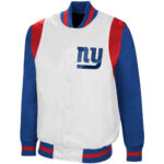 NFL White Blue New York Giants Satin Jacket