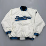 NFL White Carolina Panthers Satin Jacket