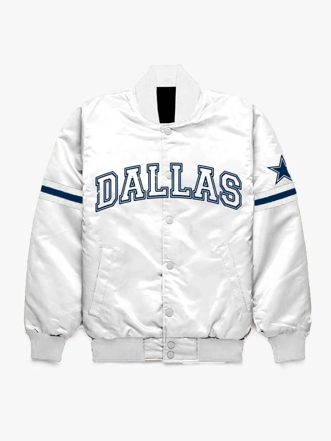 NFL White Dallas Cowboys Satin Jacket (1) NFL White Dallas Cowboys Satin Jacket