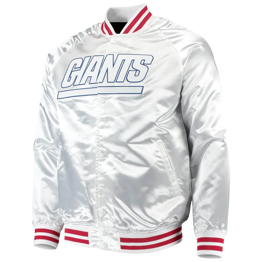 NFL White New York Giants Satin Jacket (1) NFL White New York Giants Satin Jacket